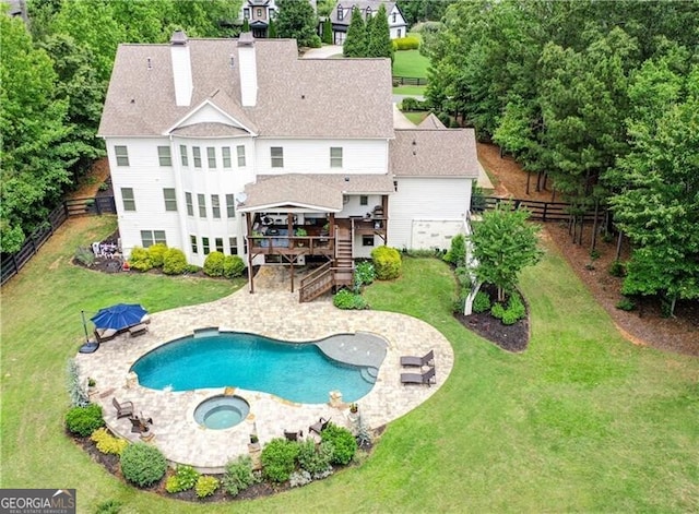 126 Townsend Pass, Alpharetta, GA 30004 - back of property with a deck, a fenced backyard, an in-ground hot tub, and a patio