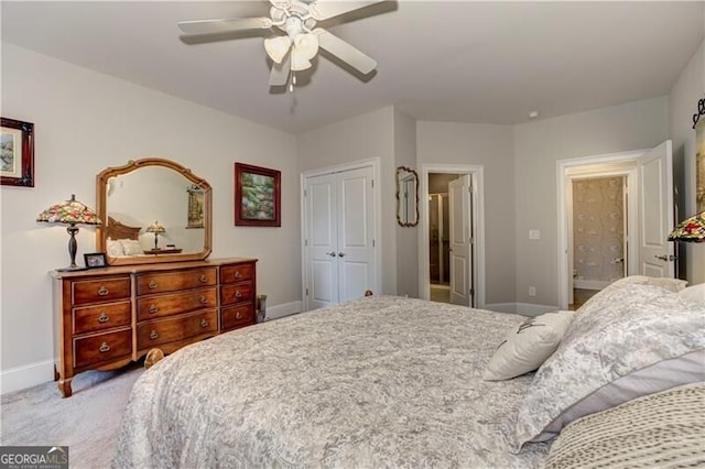 126 Townsend Pass, Alpharetta, GA 30004 - carpeted bedroom with a closet, ceiling fan, and ensuite bathroom