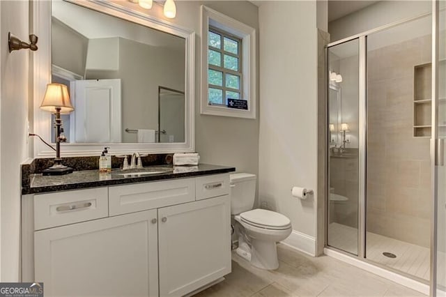 126 Townsend Pass, Alpharetta, GA 30004 - full bath featuring vanity, a stall shower, and tile patterned floors
