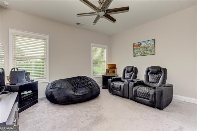 126 Townsend Pass, Alpharetta, GA 30004 - living area featuring ceiling fan and carpet floors