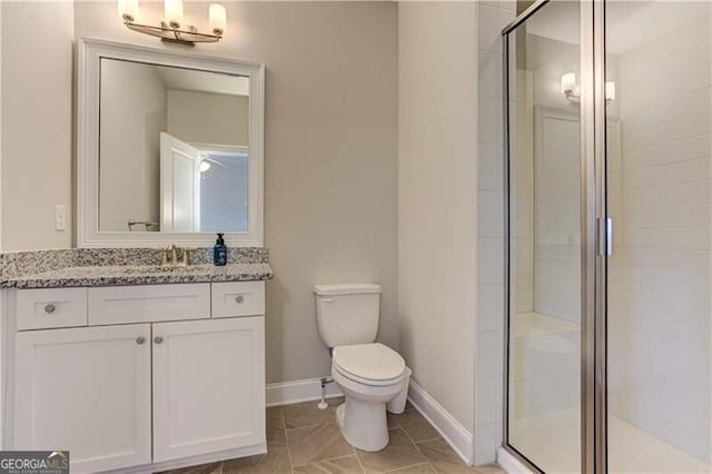 126 Townsend Pass, Alpharetta, GA 30004 - bathroom with vanity, a shower stall, and tile patterned floors