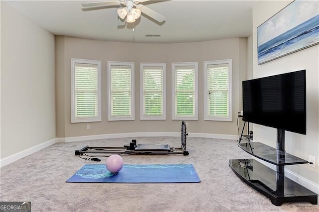 126 Townsend Pass, Alpharetta, GA 30004 - workout area with carpet and a ceiling fan
