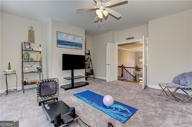 126 Townsend Pass, Alpharetta, GA 30004 - workout area featuring carpet floors and a ceiling fan