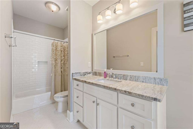 3834 Chamblee Dunwoody Rd, Atlanta, GA 30341 - full bath with vanity, tile patterned floors, and shower / bath combo