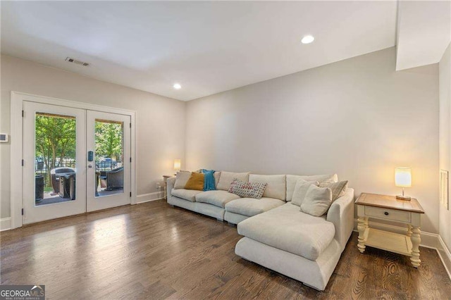 3834 Chamblee Dunwoody Rd, Atlanta, GA 30341 - living area with wood finished floors, french doors, and recessed lighting