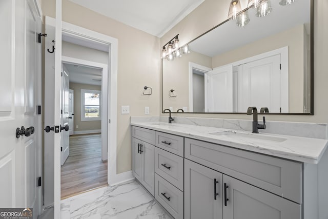 1180 Treadwell Bridge Rd, Statham, GA 30666 - full bath with double vanity and marble finish flooring
