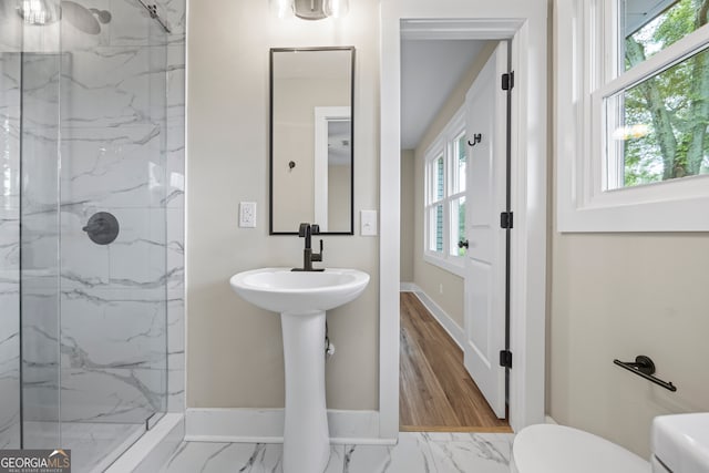 1180 Treadwell Bridge Rd, Statham, GA 30666 - bathroom with a marble finish shower and marble finish floors