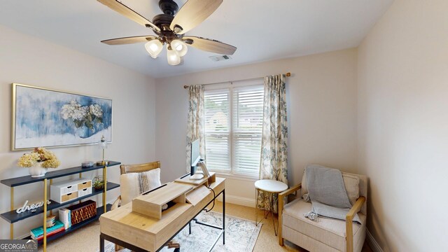 1346 Wind Chime Ct, Lawrenceville, GA 30045 - home office featuring ceiling fan and baseboards