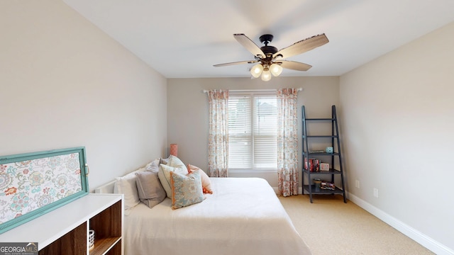 1346 Wind Chime Ct, Lawrenceville, GA 30045 - bedroom featuring light carpet, baseboards, and ceiling fan