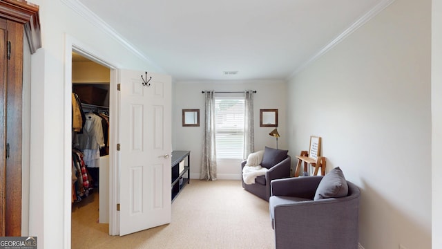 1346 Wind Chime Ct, Lawrenceville, GA 30045 - sitting room featuring ornamental molding, light colored carpet, and baseboards