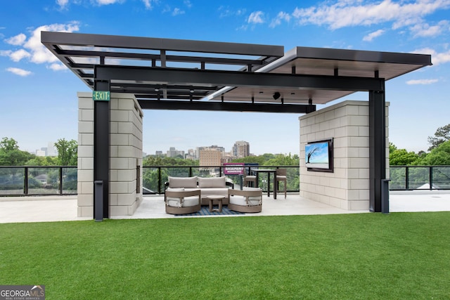2425 Peachtree Rd NE Unit 902, Atlanta, GA 30305 - view of patio with a pergola and an outdoor living space