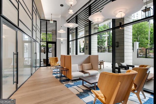 2425 Peachtree Rd NE Unit 902, Atlanta, GA 30305 - lobby with a high ceiling and expansive windows
