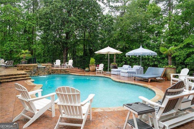 7131 Ridge Rd, Hiram, GA 30141 - view of swimming pool featuring a patio area and view of scattered trees