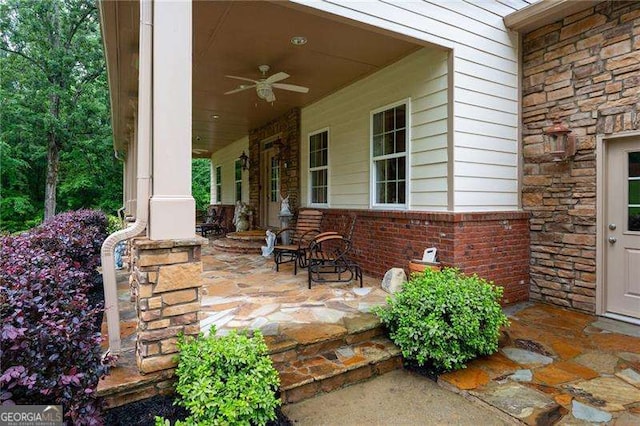 7131 Ridge Rd, Hiram, GA 30141 - porch featuring a ceiling fan