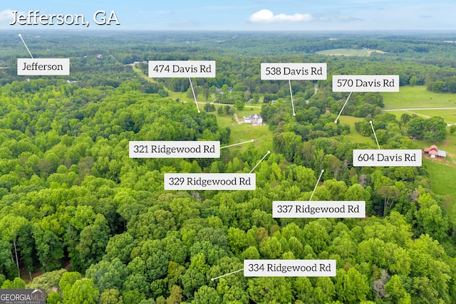 570 Davis Rd, Jefferson, GA 30549 - aerial view of property's location with property parcel outlined