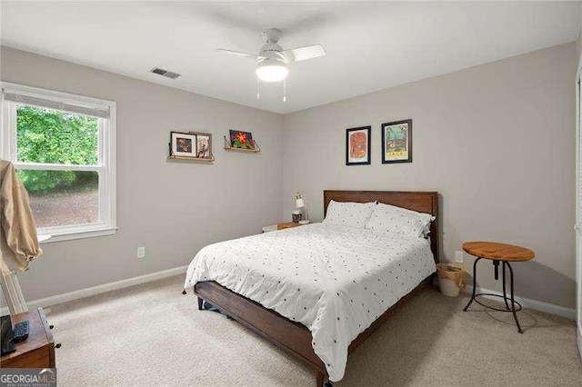 4213 Schooner Ct NE, Roswell, GA 30075 - bedroom featuring light carpet and a ceiling fan