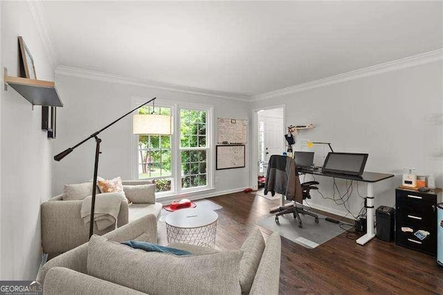 4213 Schooner Ct NE, Roswell, GA 30075 - office area with wood finished floors and ornamental molding
