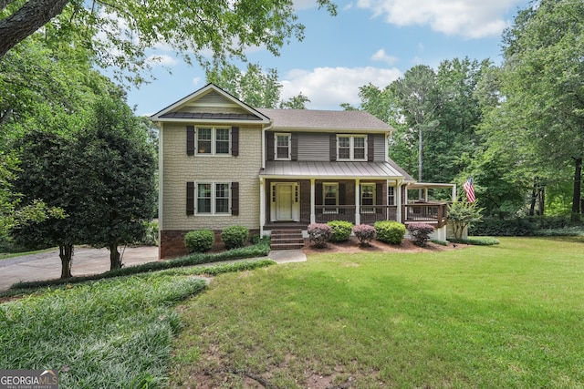 10875 Shagbark Trl, Roswell, GA 30075 - view of front of home with a porch and a front yard