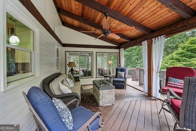 10875 Shagbark Trl, Roswell, GA 30075 - wooden deck featuring ceiling fan