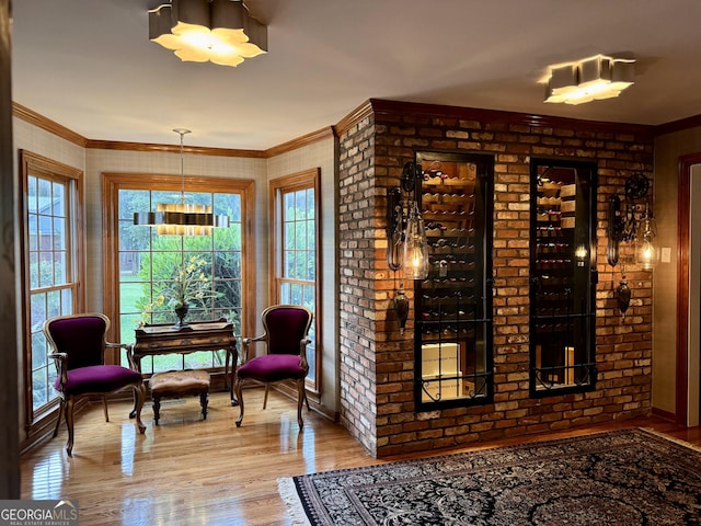 124 N Valhalla Ln, Cordele, GA 31015 - wine area featuring wood finished floors and crown molding