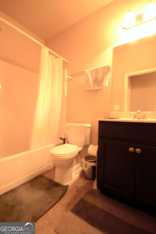 560 Tuscany Walk Ln, Lawrenceville, GA 30043 - bathroom featuring vanity, shower / bathtub combination with curtain, and tile patterned flooring