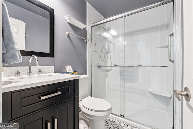 5102 Yellow Stone Dr, Flowery Branch, GA 30542 - full bath with a shower stall, toilet, and vanity