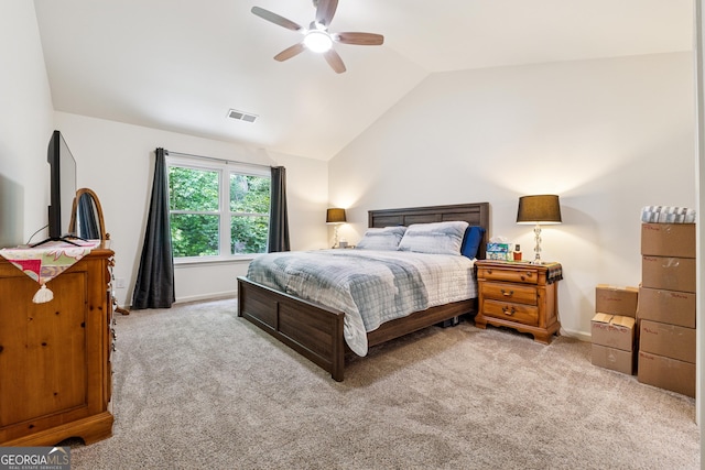 5102 Yellow Stone Dr, Flowery Branch, GA 30542 - bedroom with vaulted ceiling, carpet flooring, ceiling fan, and baseboards
