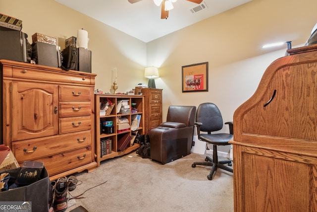 5102 Yellow Stone Dr, Flowery Branch, GA 30542 - office area featuring light carpet and ceiling fan