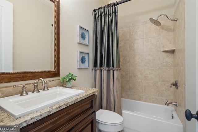 4530 Westgate Dr, Cumming, GA 30040 - full bathroom featuring vanity and shower / tub combo with curtain