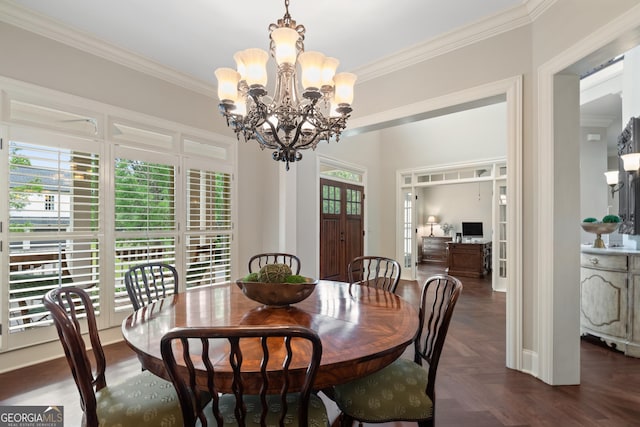 4530 Westgate Dr, Cumming, GA 30040 - dining space with a chandelier and ornamental molding