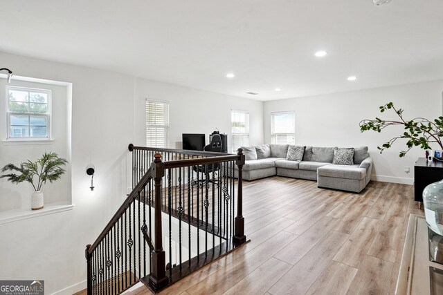 194 Branch Valley Way, Dallas, GA 30132 - living area featuring healthy amount of natural light, light wood-style floors, and recessed lighting
