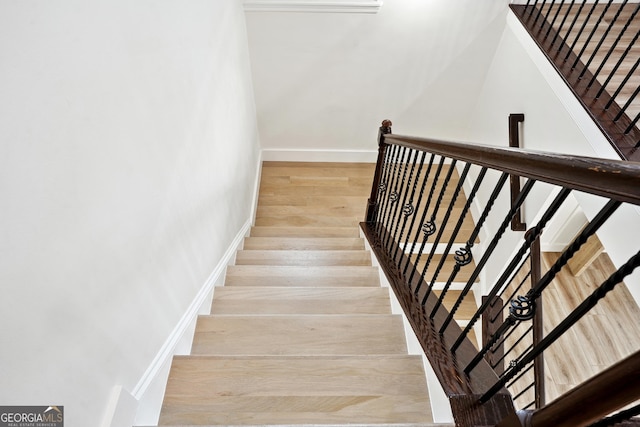 194 Branch Valley Way, Dallas, GA 30132 - staircase with wood finished floors and baseboards