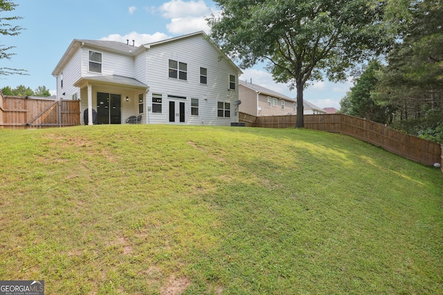 194 Branch Valley Way, Dallas, GA 30132 - rear view of property featuring french doors and a fenced backyard