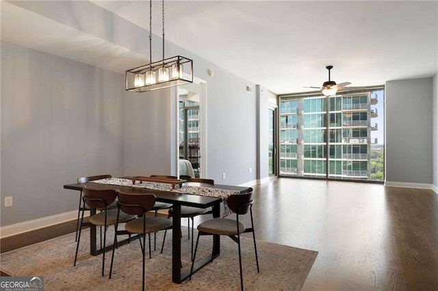 270 17th St NW Unit 2210, Atlanta, GA 30363 - dining space featuring a wall of windows, healthy amount of natural light, and a ceiling fan