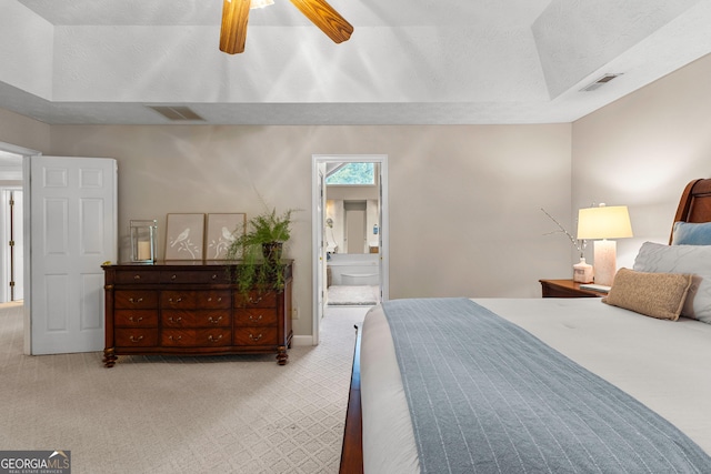 607 Lees Mill Rd, Fayetteville, GA 30214 - carpeted bedroom featuring ensuite bathroom and ceiling fan