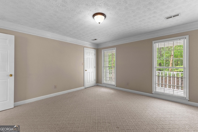 607 Lees Mill Rd, Fayetteville, GA 30214 - unfurnished room featuring carpet, baseboards, crown molding, and a textured ceiling