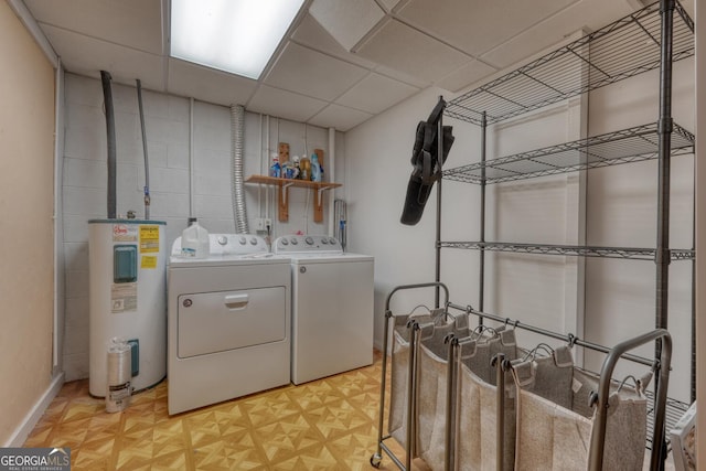 224 Shake Rag Rd, Hiawassee, GA 30546 - laundry area with electric water heater and independent washer and dryer