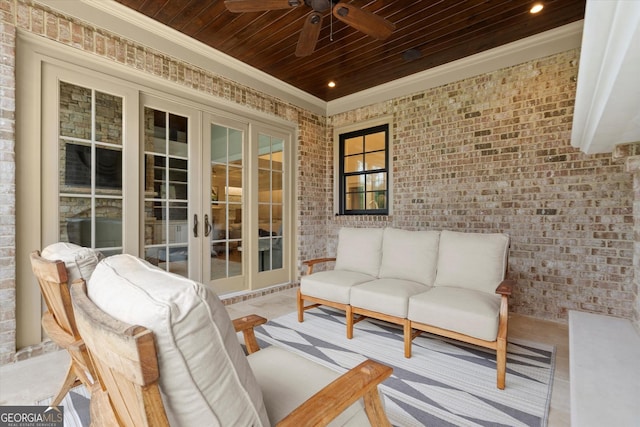 3057 Watsons Bnd, Milton, GA 30004 - view of patio featuring french doors, an outdoor hangout area, and ceiling fan