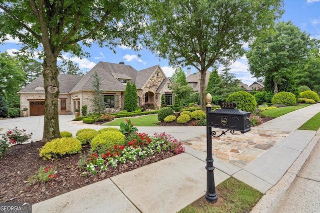 3057 Watsons Bnd, Milton, GA 30004 - french provincial home with stone siding, driveway, and an attached garage