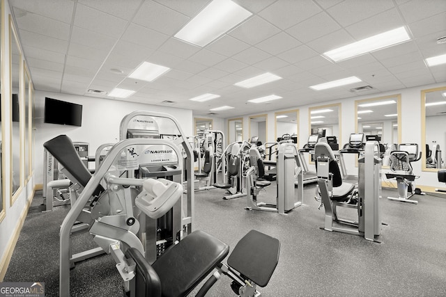3057 Watsons Bnd, Milton, GA 30004 - exercise room with a drop ceiling
