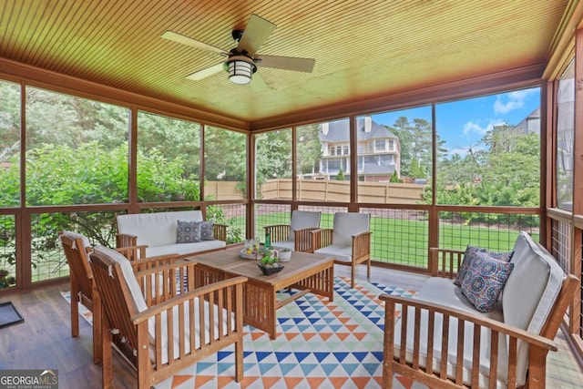2535 Winthrope Way, Lawrenceville, GA 30044 - sunroom with outdoor lounge area, ceiling fan, and healthy amount of natural light