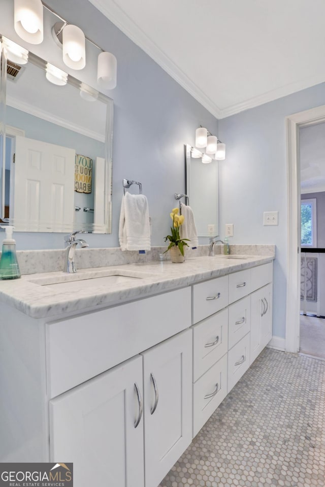 2535 Winthrope Way, Lawrenceville, GA 30044 - bathroom with double vanity and crown molding