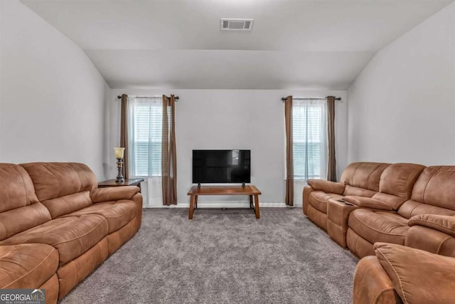 51 Waterfowl Ct, Jefferson, GA 30549 - living room with vaulted ceiling, carpet, and healthy amount of natural light