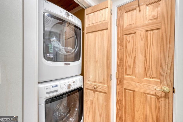 311 Lonesome Pine Trl, Blairsville, GA 30512 - washroom with stacked washer and clothes dryer