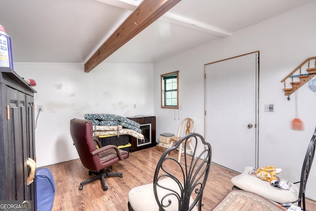 311 Lonesome Pine Trl, Blairsville, GA 30512 - home office with beamed ceiling and light wood finished floors