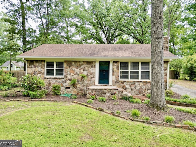 4 Walton Way NW, Rome, GA 30165 - view of front facade with stone siding, a chimney, and roof with shingles