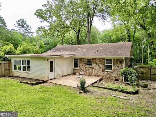 4 Walton Way NW, Rome, GA 30165 - back of house with a patio, stone siding, and roof with shingles
