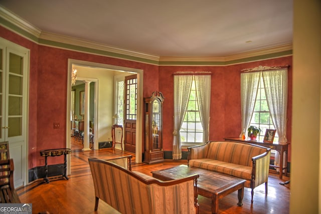 12001 Layfield Rd, Upatoi, GA 31829 - sitting room with wood finished floors and ornamental molding