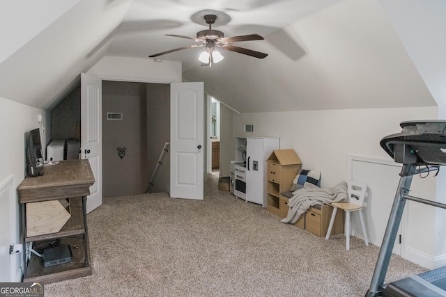 1325 Adams Rd, Meansville, GA 30256 - bonus room featuring vaulted ceiling, carpet, and a ceiling fan