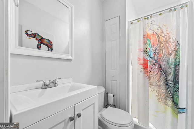 50 Ormond St SW, Atlanta, GA 30315 - full bathroom featuring vanity, toilet, and a shower with shower curtain